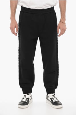 Joggers de color liso con bandas laterales de lana en negro