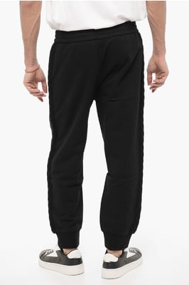 Joggers de color liso con bandas laterales de lana en negro
