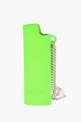 Collar de cadena con colgante de encendedor en color verde