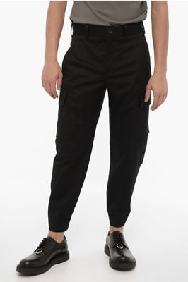 Pantalones cargo FIREMAN de corte holgado con botón en el tobillo en negro