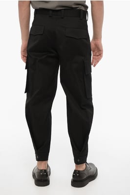 Pantalones cargo FIREMAN de corte holgado con botón en el tobillo en negro