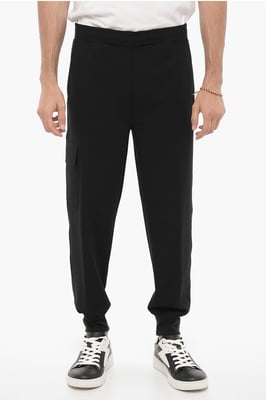 Pantalones cargo ajustados con cintura con cordón en negro