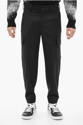 Pantalones cargo FIREMAN de corte holgado con botón en el tobillo en negro