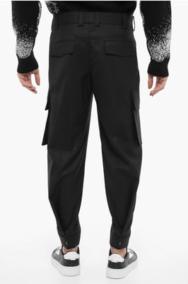 Pantalones cargo FIREMAN de corte holgado con botón en el tobillo en negro
