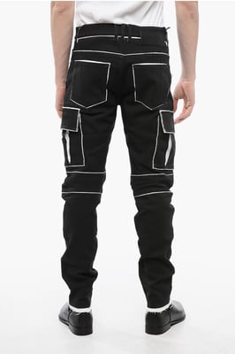Pantalones cargo de algodón revestido con detalles en contraste en negro