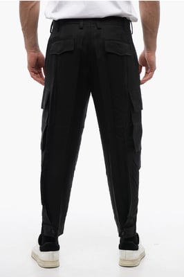Pantalones cargo FIREMAN de mezcla de seda en negro