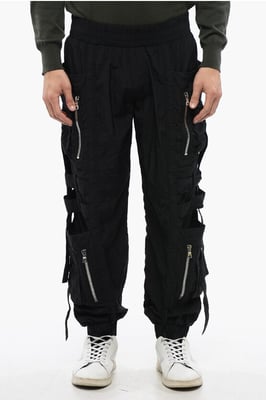 Pantalones cargo con bandas de nailon y puños en negro