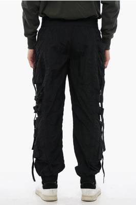 Pantalones cargo con bandas de nailon y puños en negro