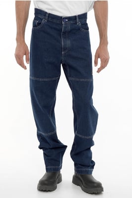 Vaqueros rectos de corte regular con costuras visibles de 21 cm en azul