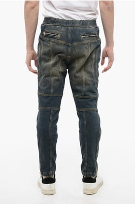 Vaqueros Biker Vintage Lavados con Cintura Elástica de 15 cm en Azul