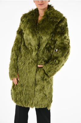 Abrigo de piel auténtica de alpaca MM1 en verde