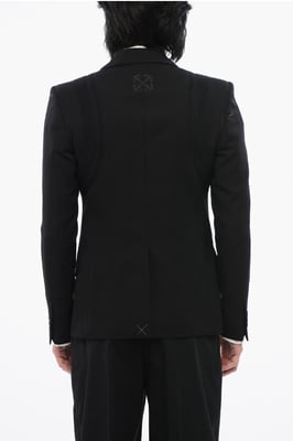 Blazer formal VARS de lana virgen con parche de logotipo en negro
