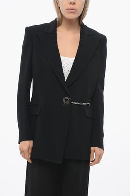 Blazer TORIKO con solapa de pico y cadena con logotipo en negro