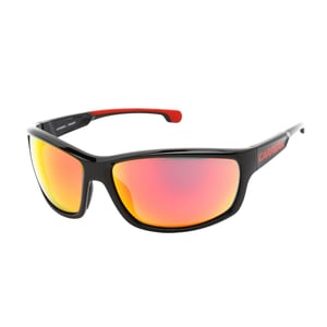 Gafas de sol Carrera Carduc con montura roja y negra y lentes multicapa rojas