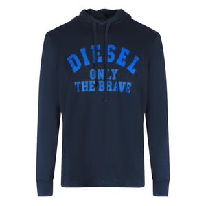 Camiseta azul marino con capucha y logo de Diesel Only The Brave