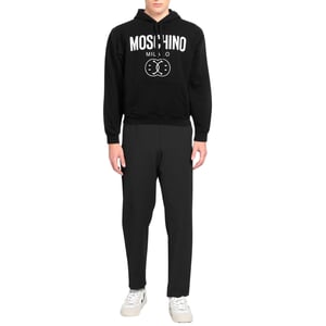 Sudadera negra con capucha Moschino Double Smiley