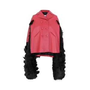 Chaqueta tipo capa de cuero con ribete de piel sintética de Maison Margiela