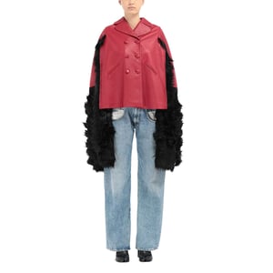 Chaqueta tipo capa de cuero con ribete de piel sintética de Maison Margiela