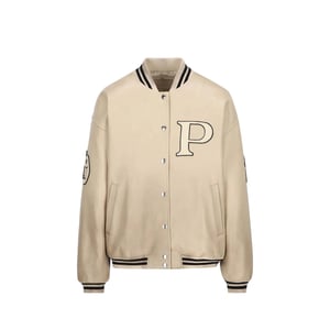 Chaqueta universitaria de cuero acolchado de Prada
