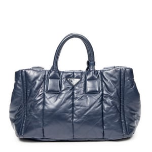 Prada Large Bomber Tote  en Azul marino Piel de becerro