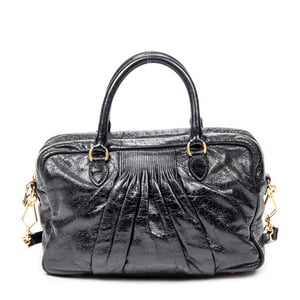 Miu Miu Mini Pleated Boston  en Negro Piel de becerro