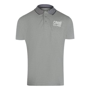 Polo Gris Con Cuello A Rayas Cavalli Class