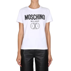 Camiseta Blanca Con Doble Sonrisa De Moschino