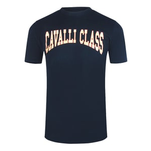 Camiseta Azul Marino Con El Logotipo Universitario De Cavalli Class