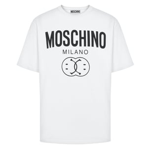 Camiseta Blanca Con El Logo De Doble Cara Sonriente De Moschino Milano