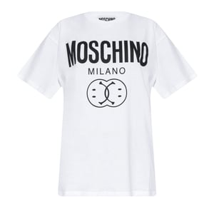 Camiseta Extragrande Blanca Con Doble Sonrisa De Moschino