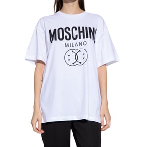 Camiseta Extragrande Blanca Con Doble Sonrisa De Moschino