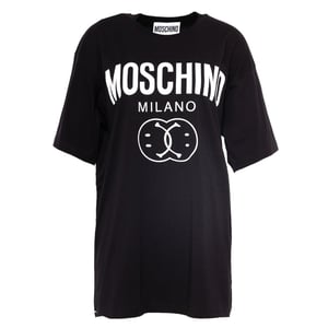 Camiseta Extragrande Negra Con Doble Sonrisa De Moschino