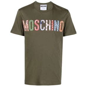 Camiseta Verde Con El Logo Multicolor Bordado De Moschino