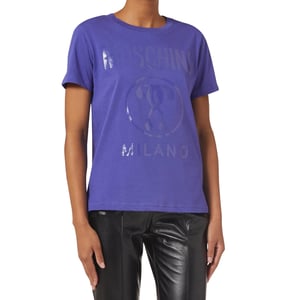 Camiseta Morada Con Doble Signo De Interrogación De Moschino