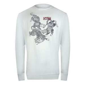 Sudadera Cavalli Class Con Estampado De Leopardo Y Cachemira En Blanco Roto