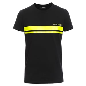 Camiseta Negra Con Logotipo Neón De Balmain