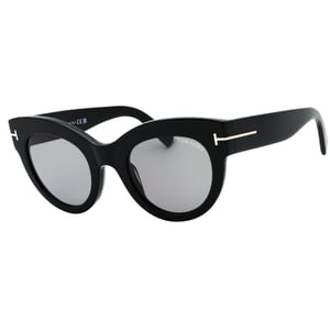 Gafas De Sol Tom Ford Lucilla Con Montura Gruesa, Lentes De Espejo Ahumadas Y Negro Brillante