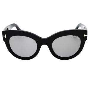 Gafas De Sol Tom Ford Lucilla Con Montura Gruesa, Lentes De Espejo Ahumadas Y Negro Brillante
