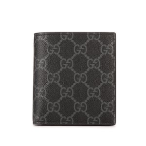Gucci Emblem Bifold Wallet  en Gris/Negro Lona recubierta