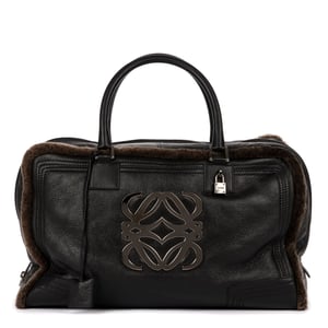 Loewe Amazona Large Boston 45 en Negro/Marrón Piel de becerro