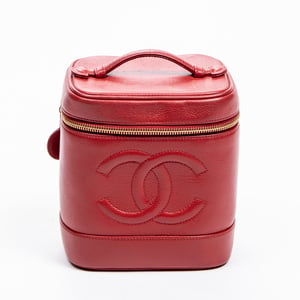 Chanel CC Vanity Case  en Rojo Piel de becerro