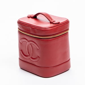 Chanel CC Vanity Case  en Rojo Piel de becerro