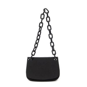 Prada Lucite Chain Shoulder Flap  en Negro Lienzo