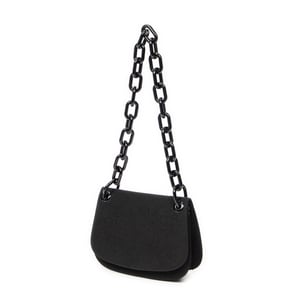 Prada Lucite Chain Shoulder Flap  en Negro Lienzo