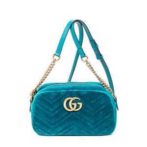Gucci Small GG Marmont Chain Crossbody  en Verde azulado Lienzo