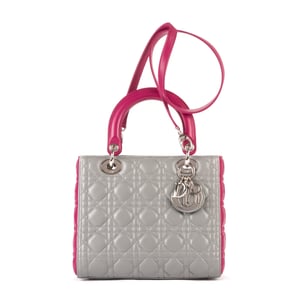 Dior Medium Lady Dior Zip Medium en Gris/Fushia Piel de becerro