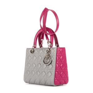 Dior Medium Lady Dior Zip Medium en Gris/Fushia Piel de becerro