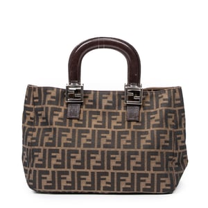 Fendi Medium Open Handbag  en Tabaco/Marrón Lienzo