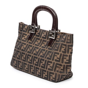 Fendi Medium Open Handbag  en Tabaco/Marrón Lienzo