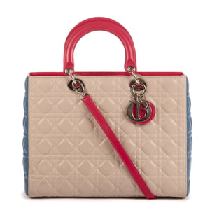 Dior Lady Large en Marfil/Rojo/Azul Piel de becerro